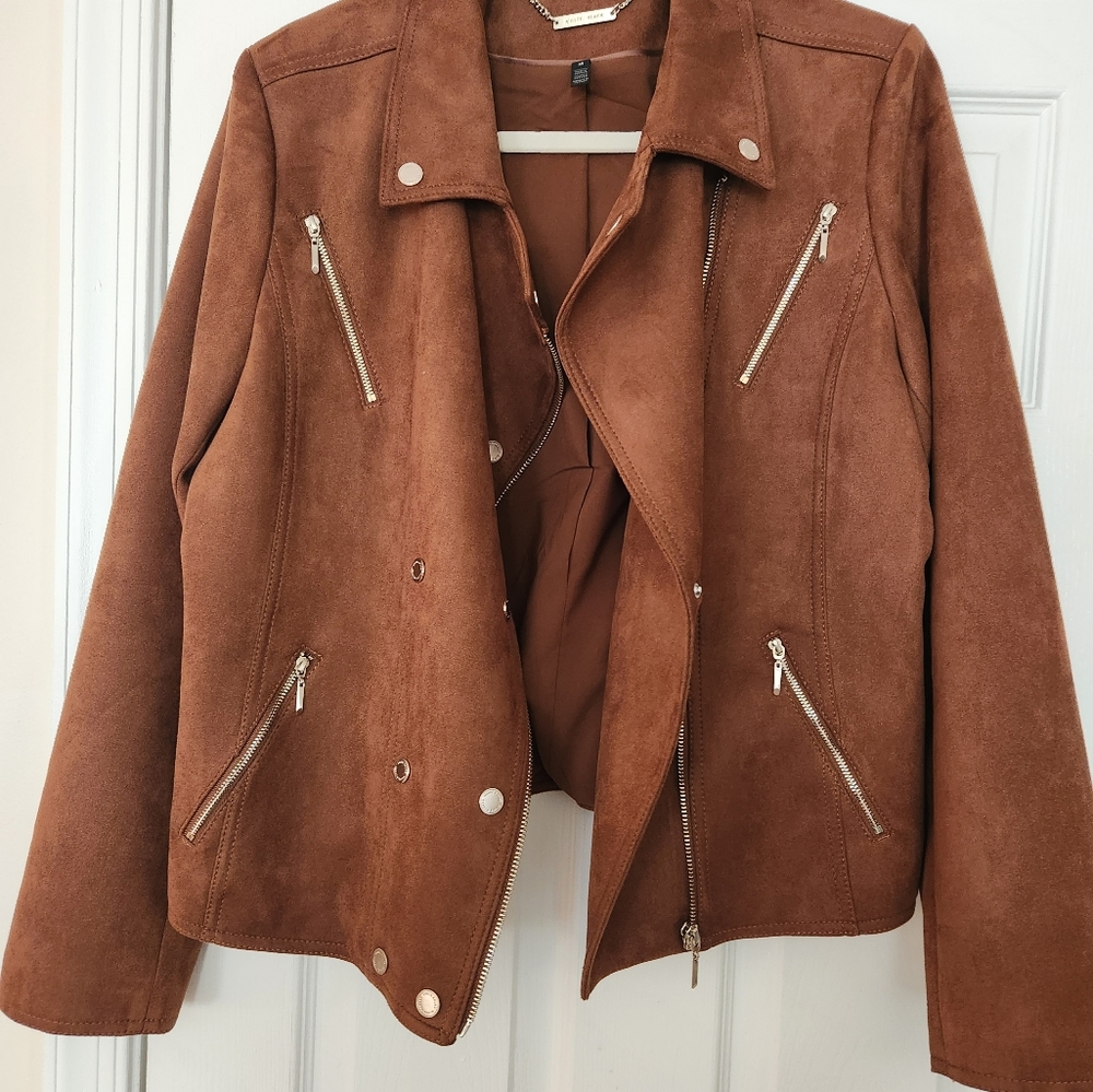 Faux suede bomber jacket